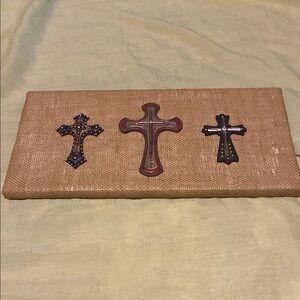 Rustic Burlap Cross Wall Decor
